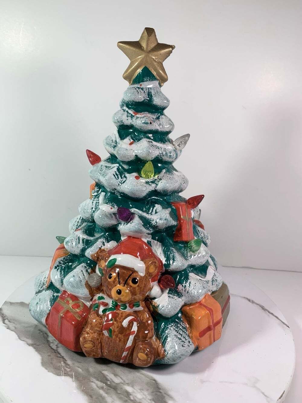 Ceramic Christmas Tree teddy bear 10”
